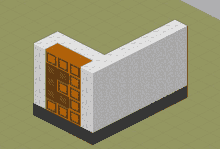 an isometric drawing of a wall with a door