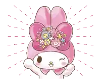 a pink bunny with a flower crown on her head is smiling