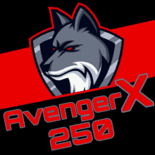 a logo for avenger 250 with a wolf head