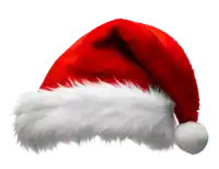 a red santa hat with a white fur trim