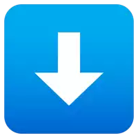 a white arrow pointing down on a blue background