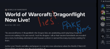 world of warcraft dragonflight is now live with fake news written in red