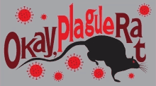 an okay plague rat t-shirt with a rat surrounded by red viruses