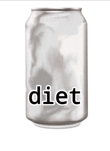 a can of diet soda with smoke coming out of it on a white background