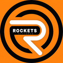 a logo for rockets alliance shows a white r in a black circle