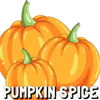 three pumpkins with the word pumpkin spice written below them