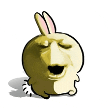 a drawing of a rabbit with its eyes closed and its mouth open