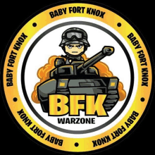 a logo for baby fort knox warzone shows a soldier in a tank .