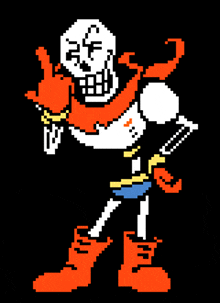 a pixel art of papyrus with a scarf around his head