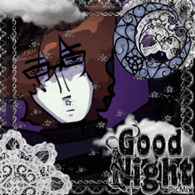 a picture of a man with glasses and the words " good night "