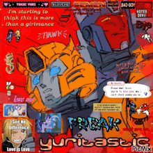 a picture of a robot with the words " i 'm starting to thick this is more than a girlmance " on it