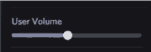 a black screen with a white circle and the words user volume on it