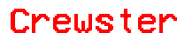 the word crewster is written in red pixels on a white background