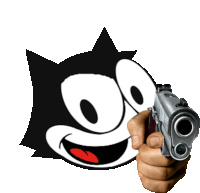 a felix the cat holding a gun in his hand