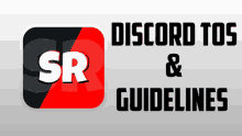 a red and black logo that says sr discord tos and guidelines