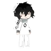 a black and white drawing of a boy wearing a white shirt and pants .