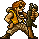 a pixel art of a man holding a gun in his hands .