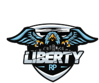 a logo for liberty rp with an eagle on top of it