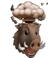 a cartoon boar with a mushroom coming out of its head