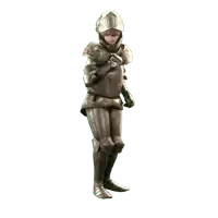 a knight with a helmet and armor is standing in front of a white background