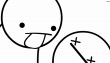 a black and white drawing of a cartoon character with a cross on his butt