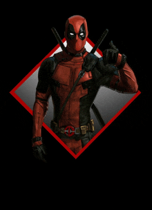 a picture of deadpool giving a thumbs up with two swords