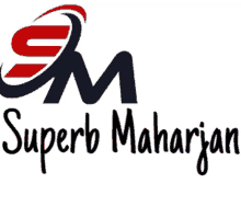 a logo for superb maharajan with a red and blue letter m on a white background