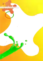a poster for nickelodeon shows a green splash on a yellow background