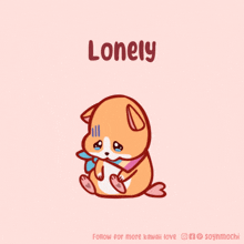 a cartoon of a dog with the word lonely written on it