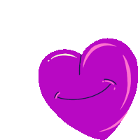 a purple heart with a smile drawn on it