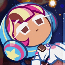 a cartoon drawing of a girl in an astronaut outfit