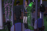 a man in a suit is talking to another man with a speech bubble that says family