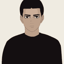 a cartoon drawing of a man wearing a black sweater