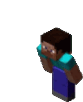 a 3d rendering of a minecraft character , steve , standing on a white background .