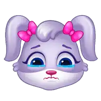 a cartoon illustration of a rabbit with a sad face
