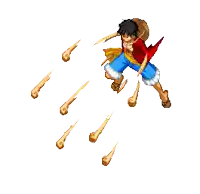 a pixel art of luffy from one piece with a sword