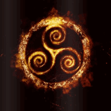 a symbol with swirls in a circle is lit up