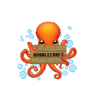 a cartoon octopus holding a sign that says bubblecraft