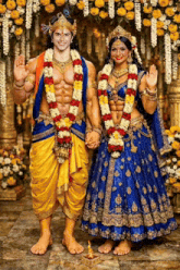 a man and a woman are dressed as a bride and groom