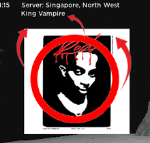 a picture of a vampire with a red circle around his head