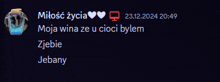 a screenshot of a computer screen that says miłosc zycia on it