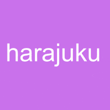 a purple background with the word harajuku in white