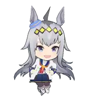 a cartoon drawing of a girl with gray hair