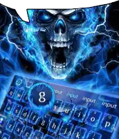 a keyboard with a skull on it and the letters g h i j k