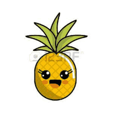 a cartoon pineapple with a face on a white background