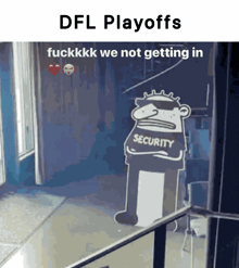 a cartoon of a security guard with the words " dfl playoffs " on the top