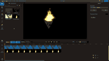 a screenshot of a video editing software with a flame in the middle of the screen