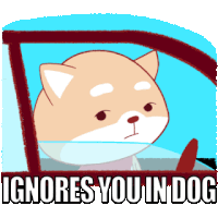 a cartoon dog is driving a car with the words ignores you in dog below it