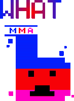 a pixel art drawing of a face with the words what mma written above it