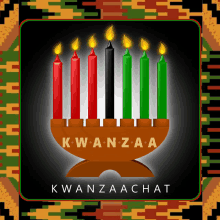 a picture of a menorah with candles and the words kwanzaa chat on the bottom